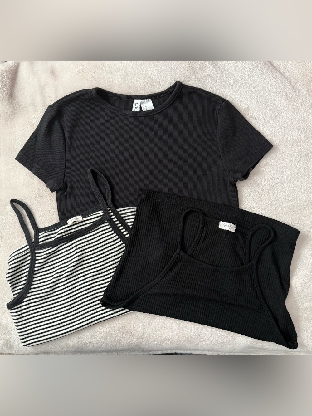 Divided by H & M Black Crop Top and 2 John Galt Tank Tops